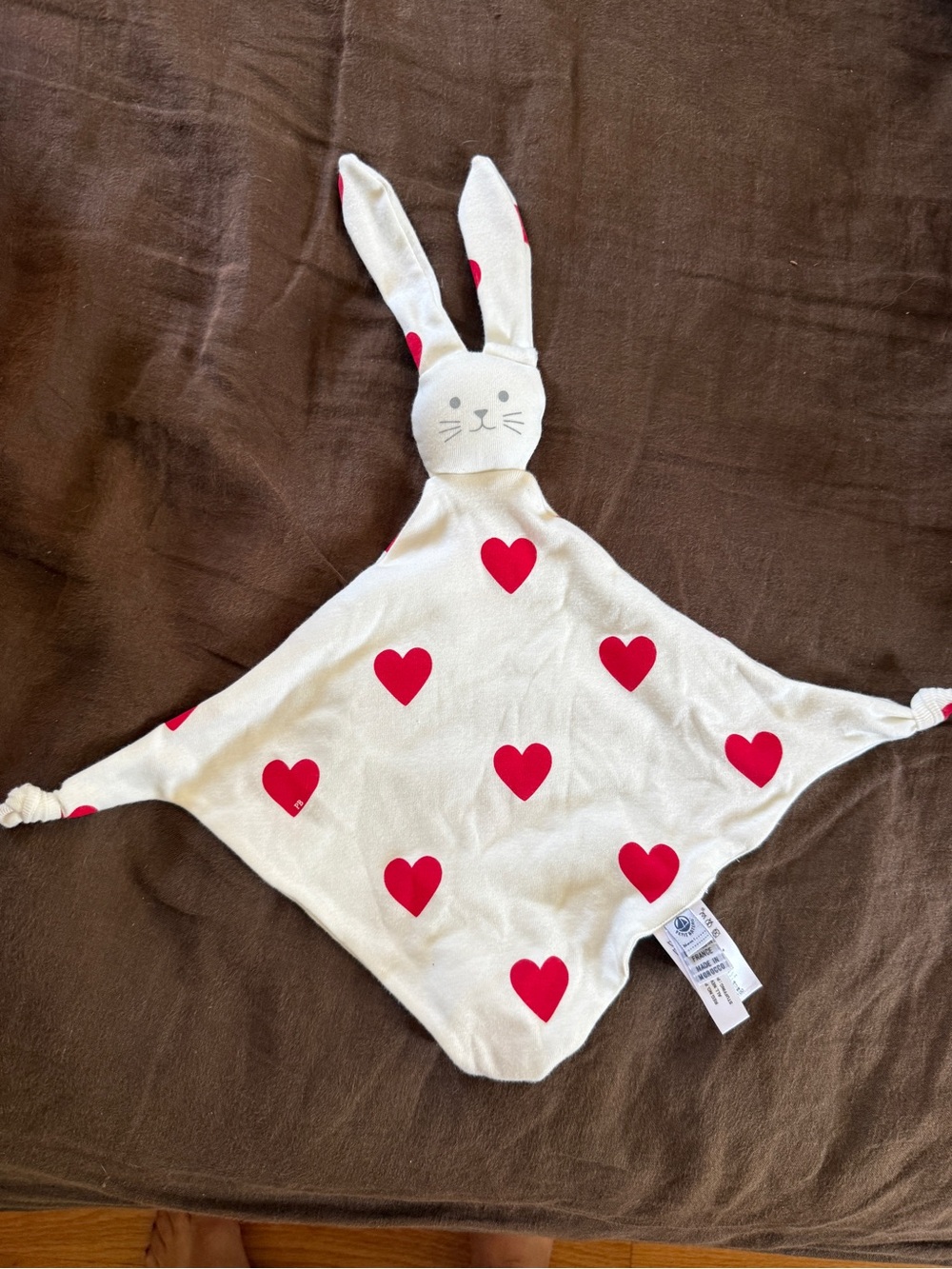Petit Bateau Bunny with Red Hearts